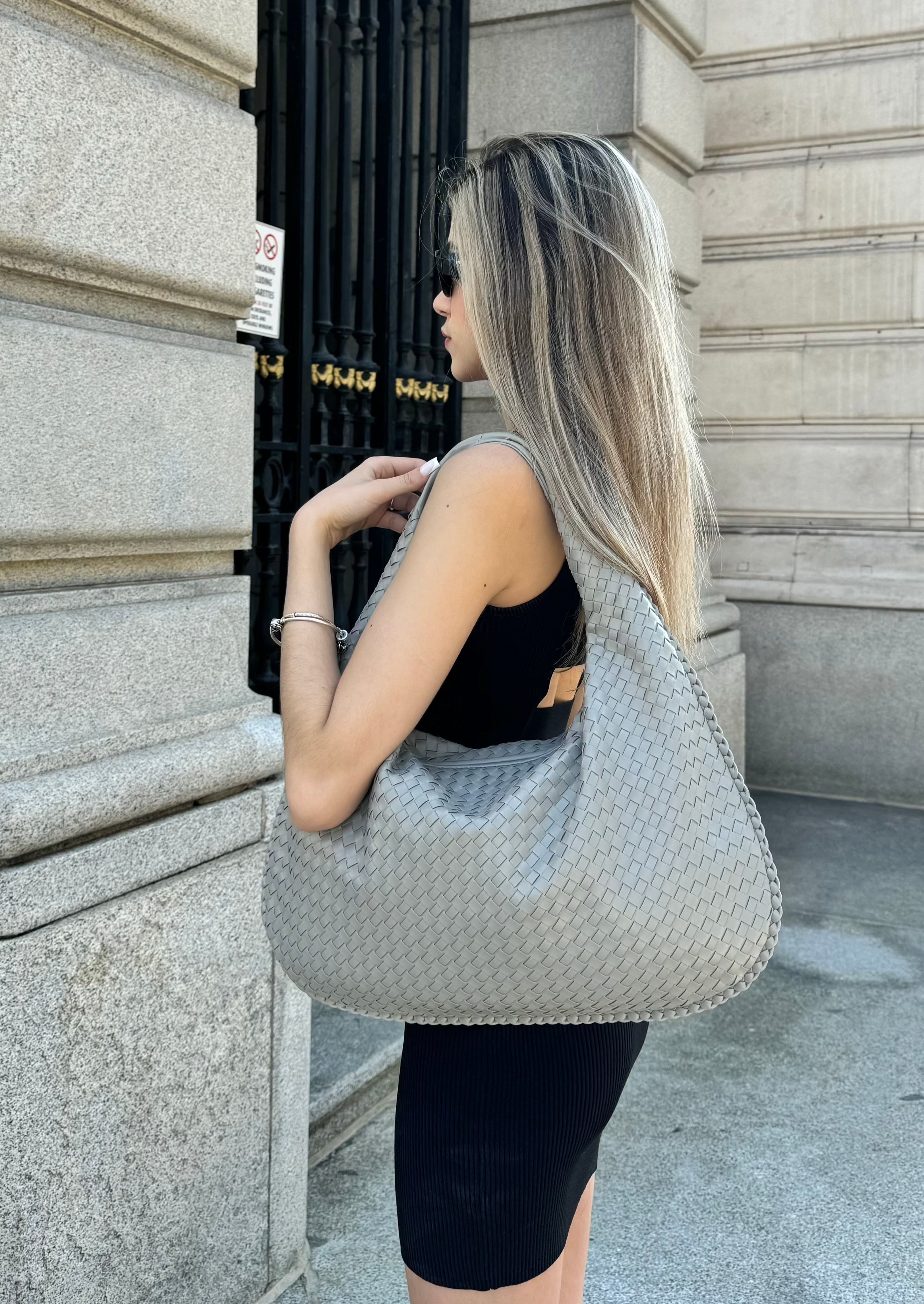 Alltags-Ledertasche - Hellgrau