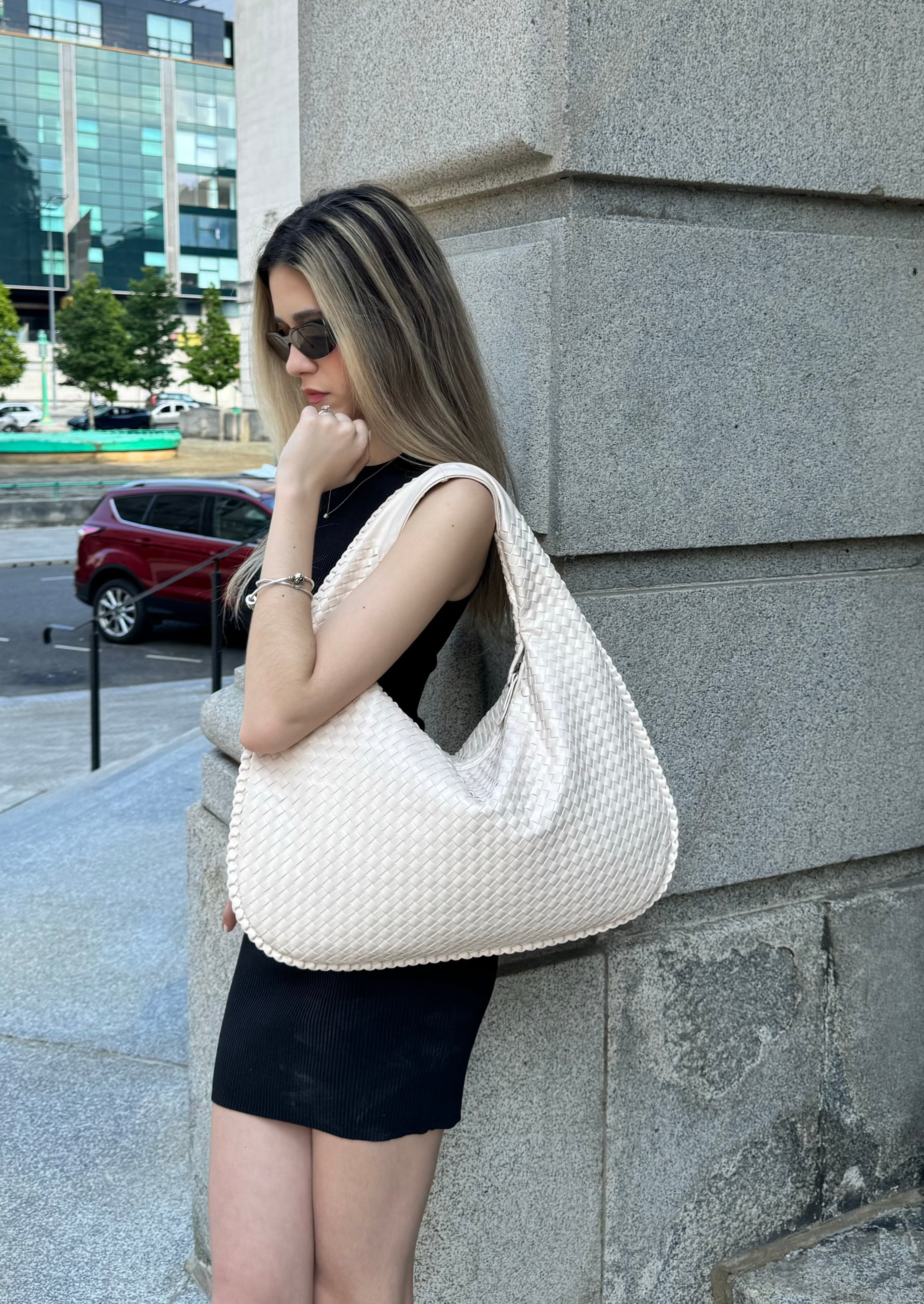 Alltags-Ledertasche - Off White