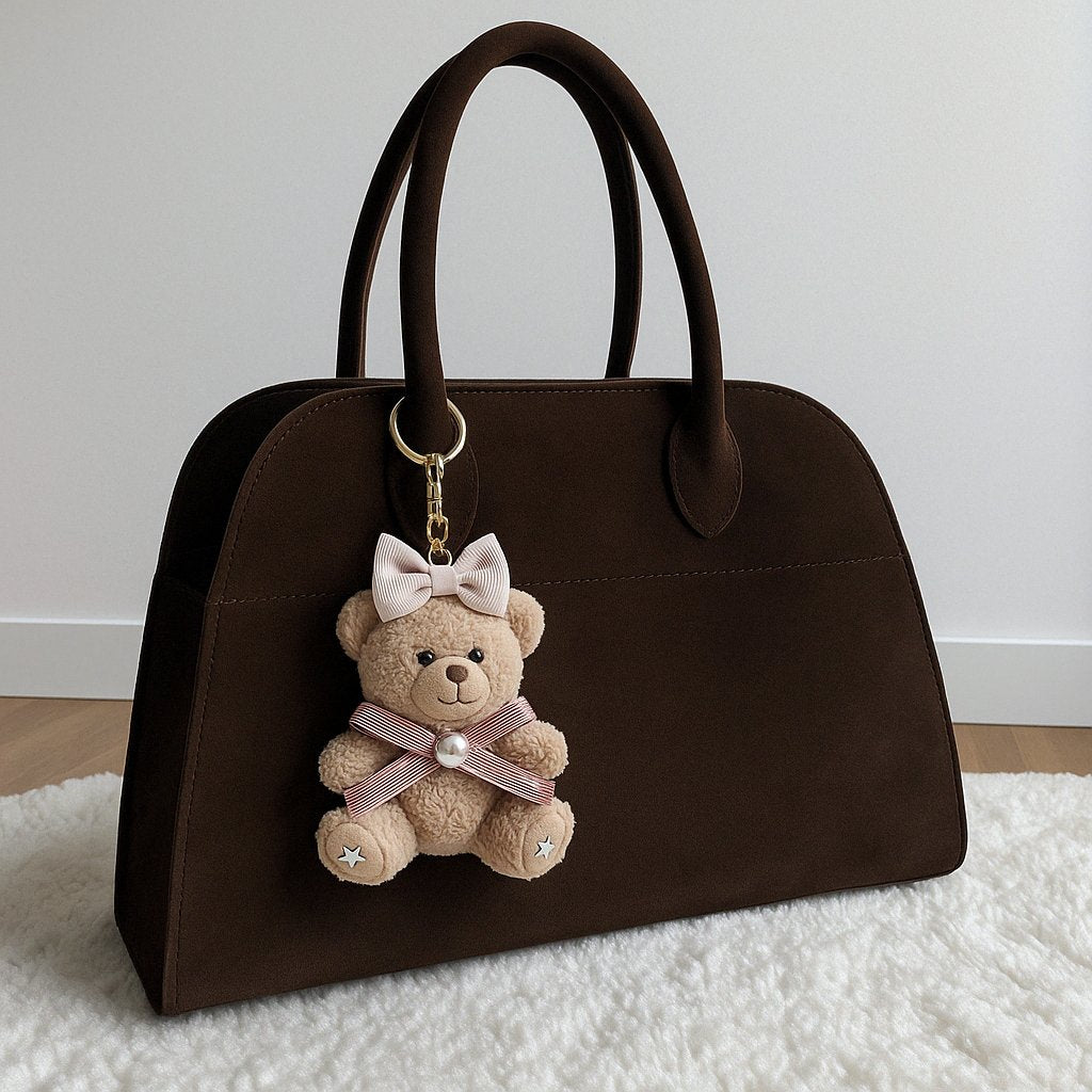 Pink Bow Teddy Bear Bag Charm