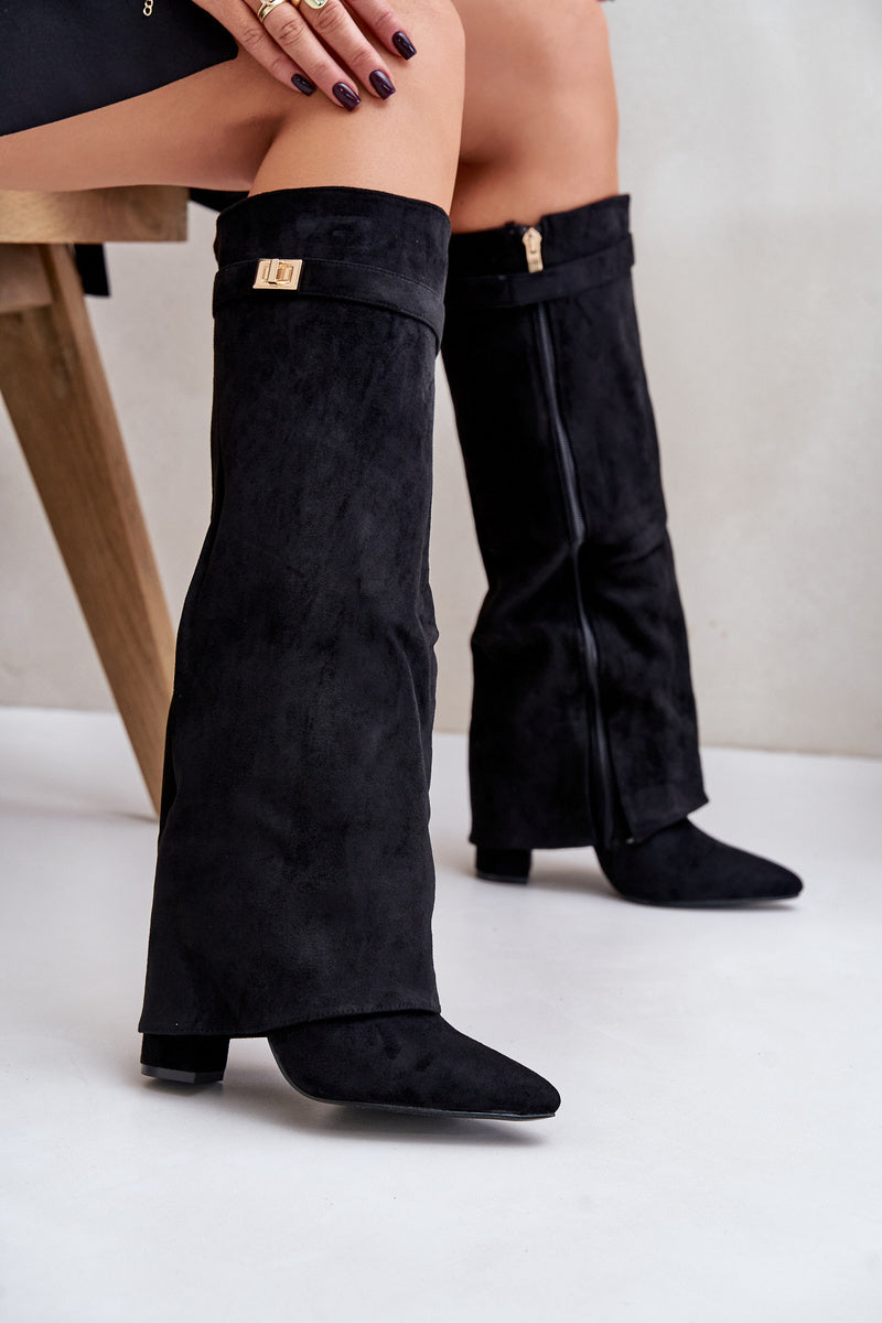 Amoura Suede Knee High Boots - Black