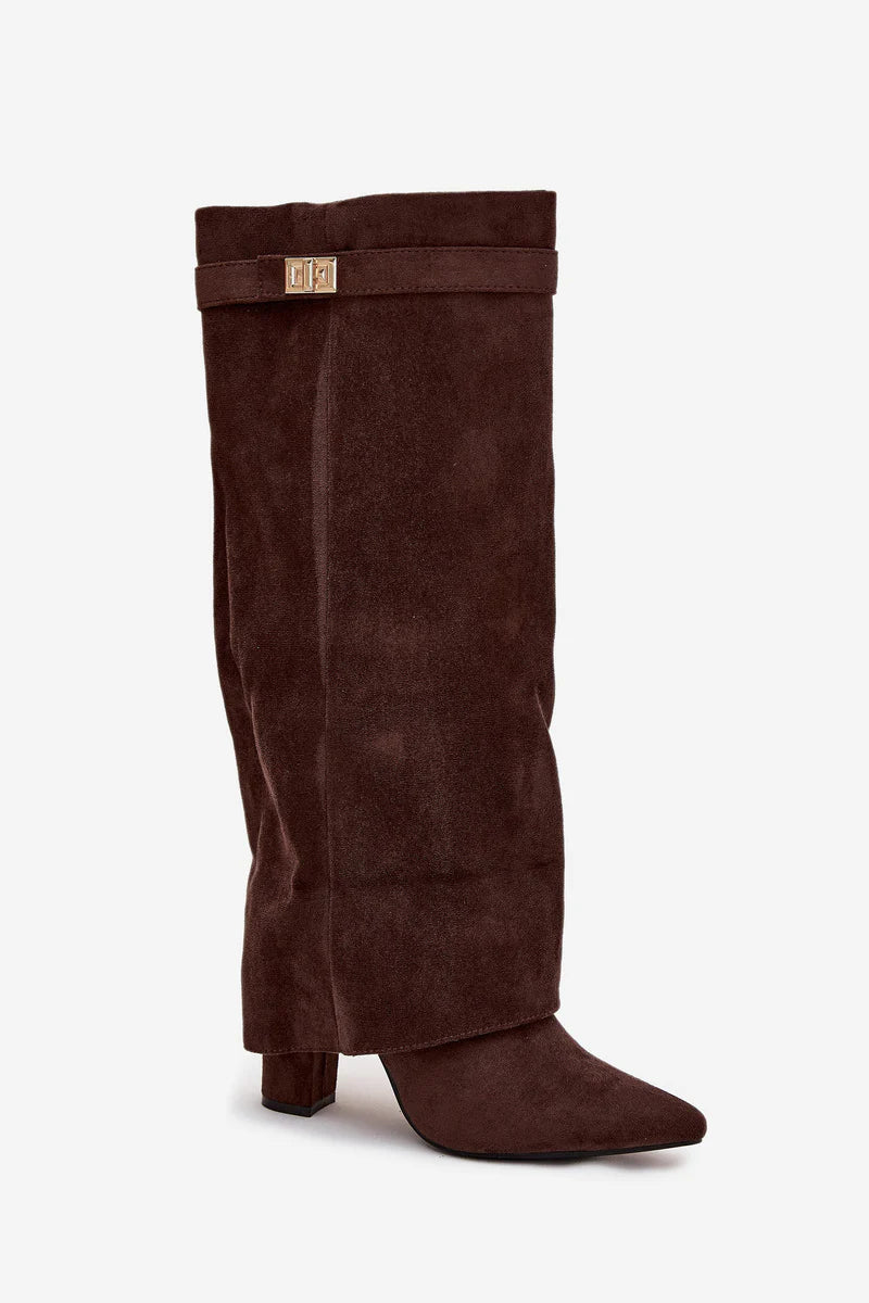 Amoura Suede Knee High Boots - Brown