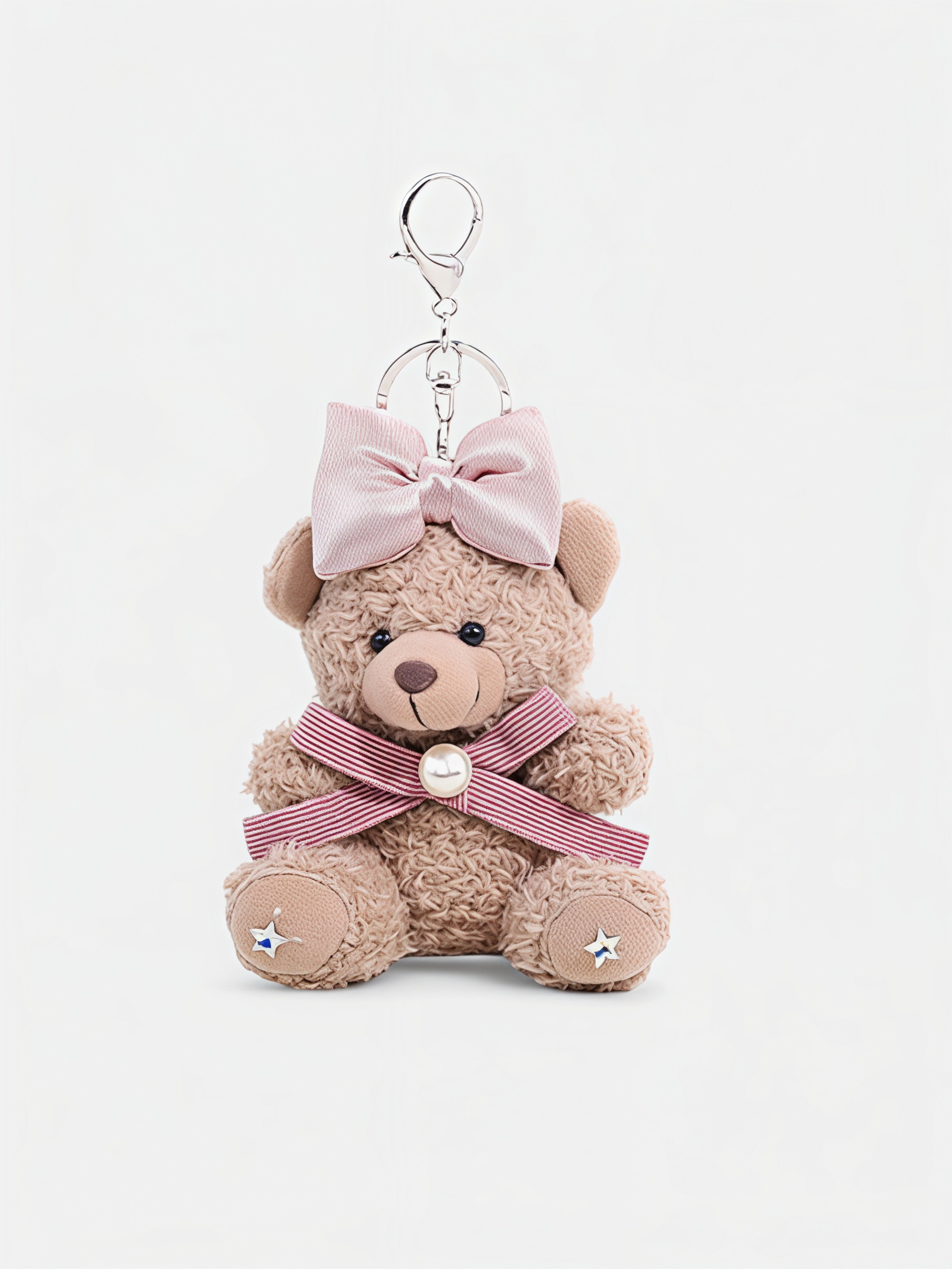 Pink Bow Teddy Bear Bag Charm