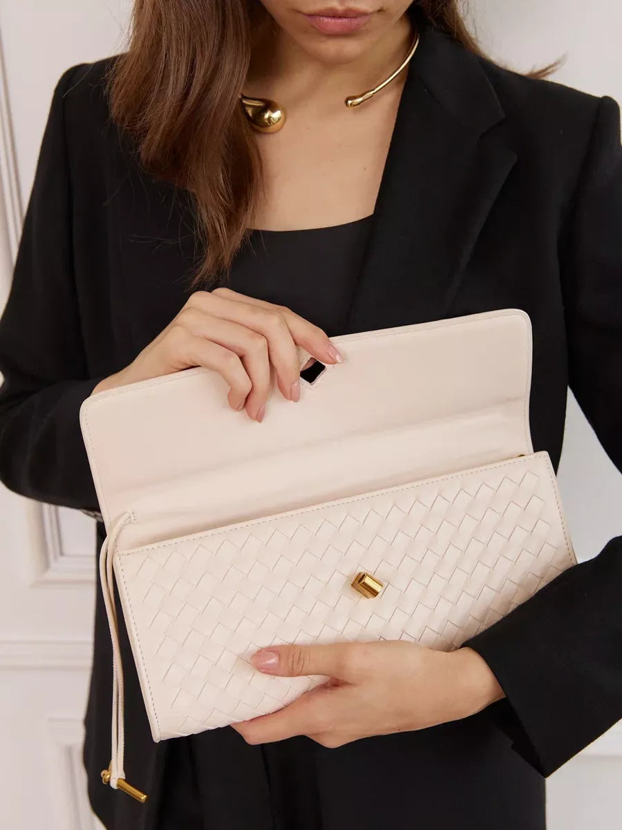 Emilia Clutch Bag - Off White - AmatoLeather 