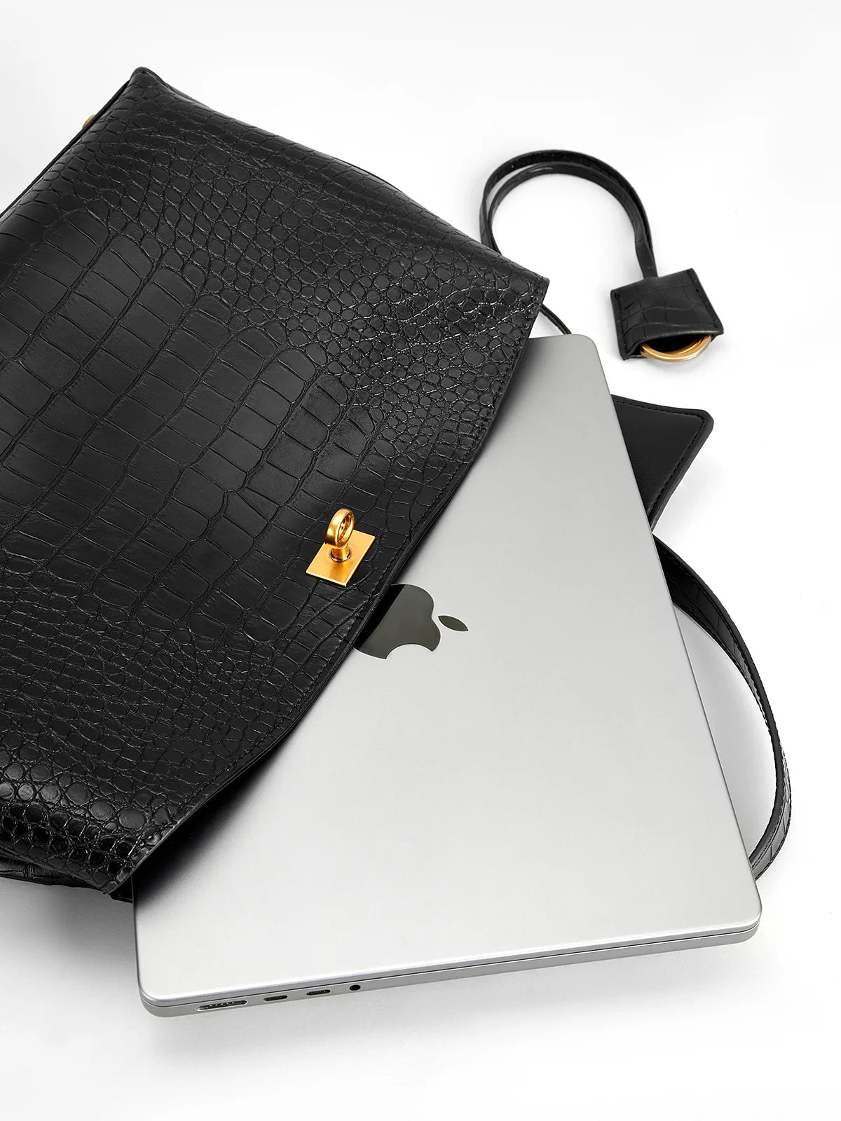 Celia Crocodile Bag - Black - AmatoLeather 