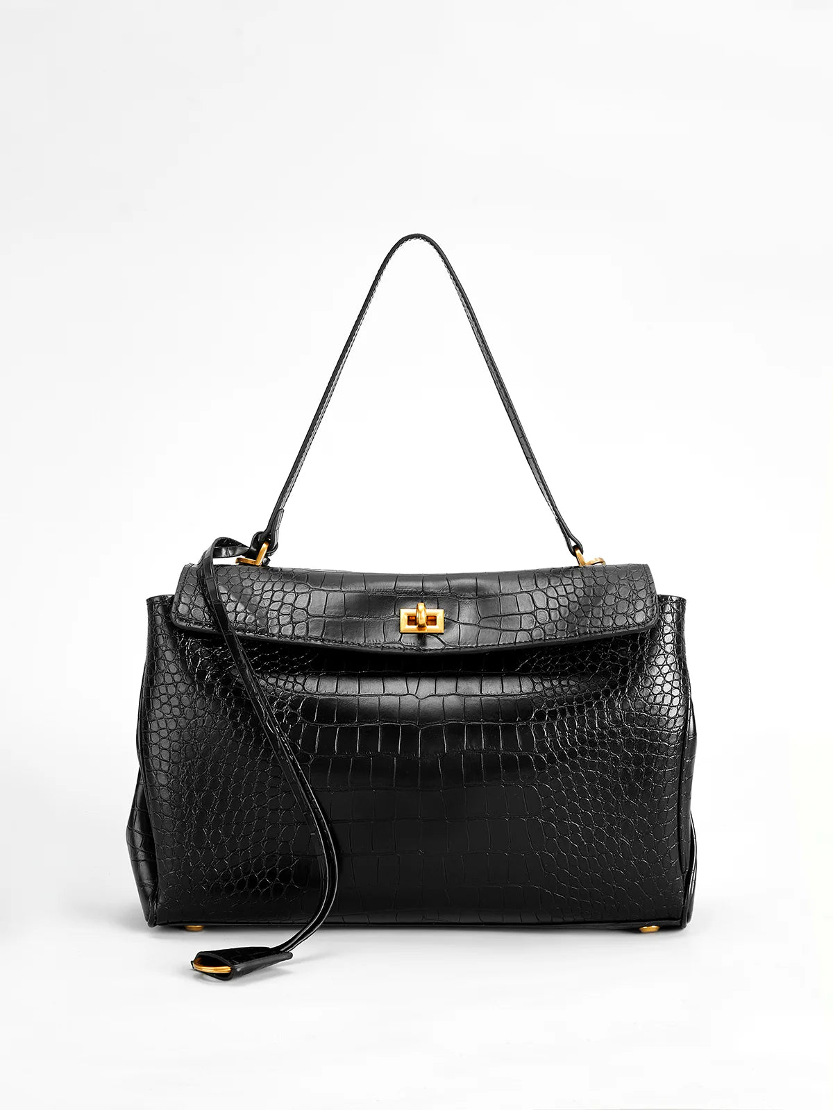 Celia Crocodile Bag - Black