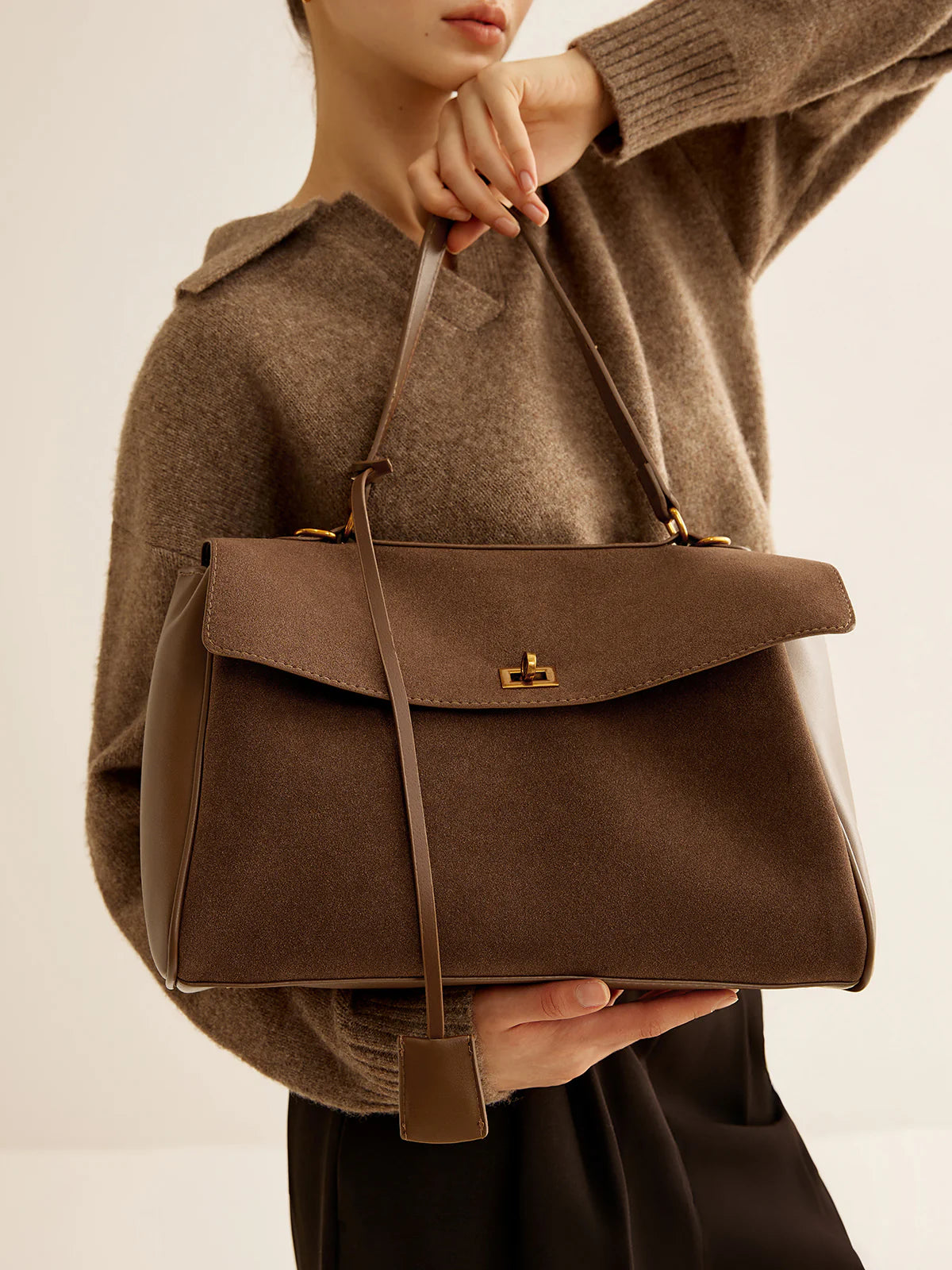 Celia Suede Bag - Brown