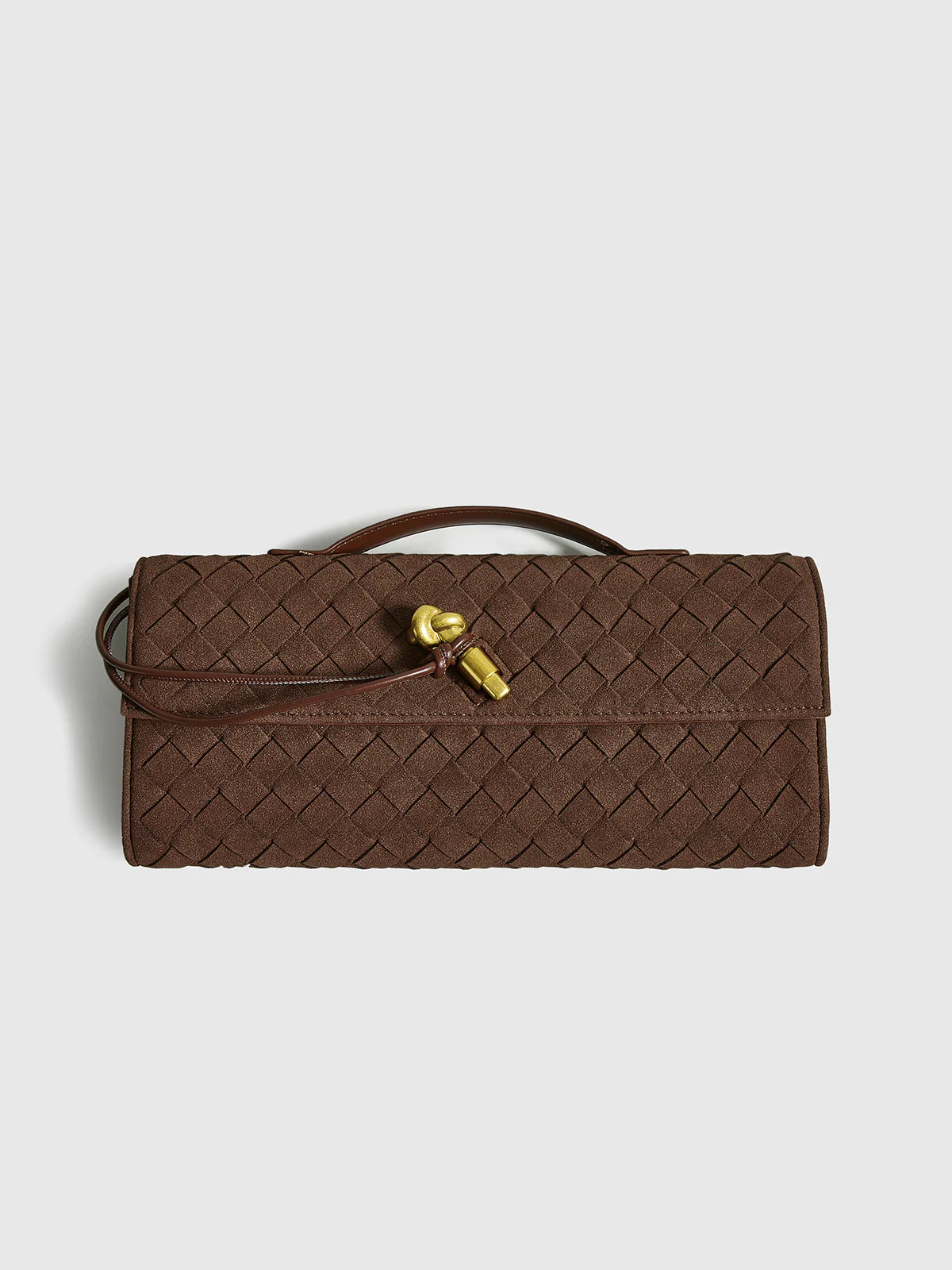 Emilia Suede Clutch Bag - Coffee - AmatoLeather 