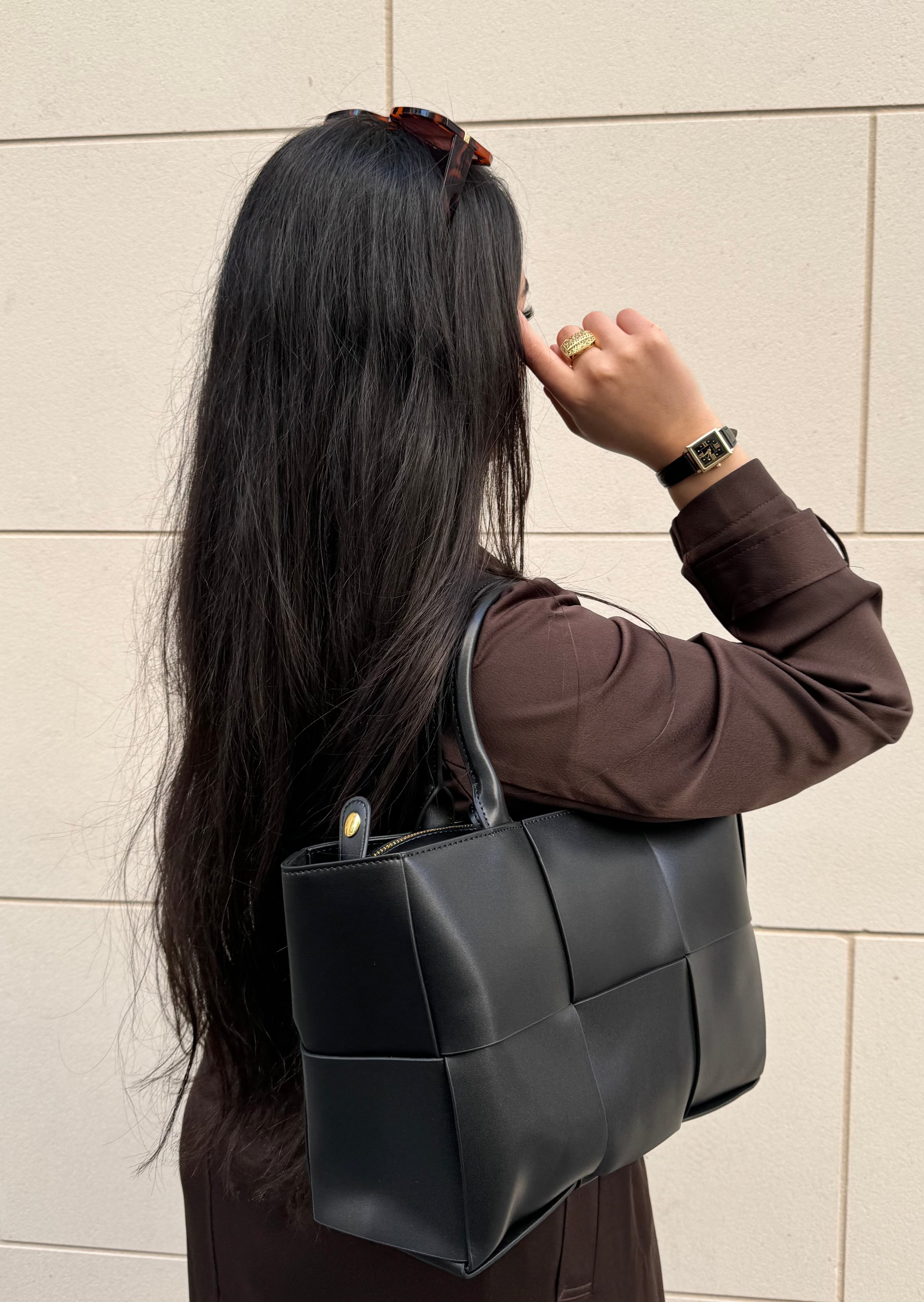 Leather Tote Bag - Black