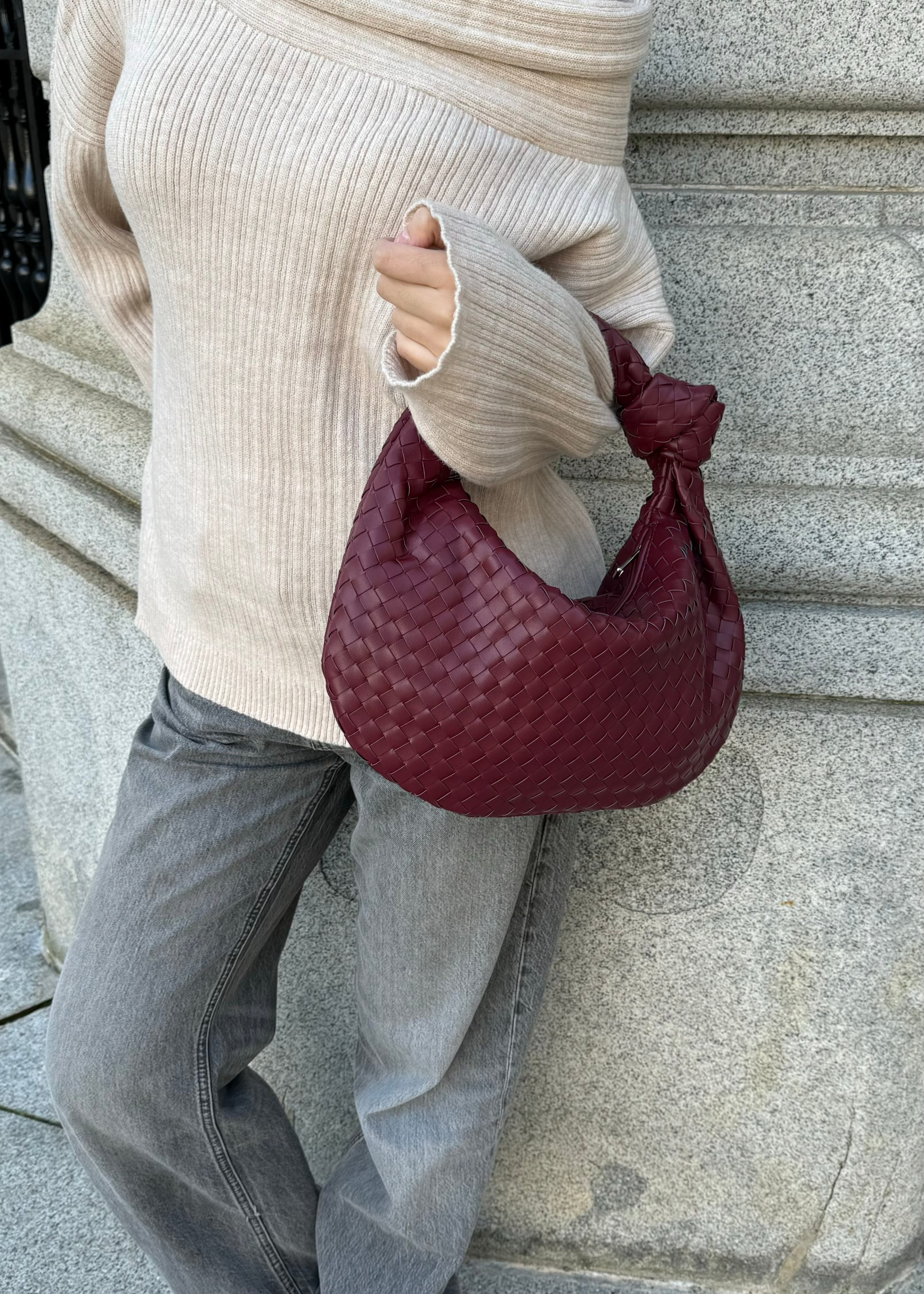 Medium Everyday Leather Bag - Wine Red