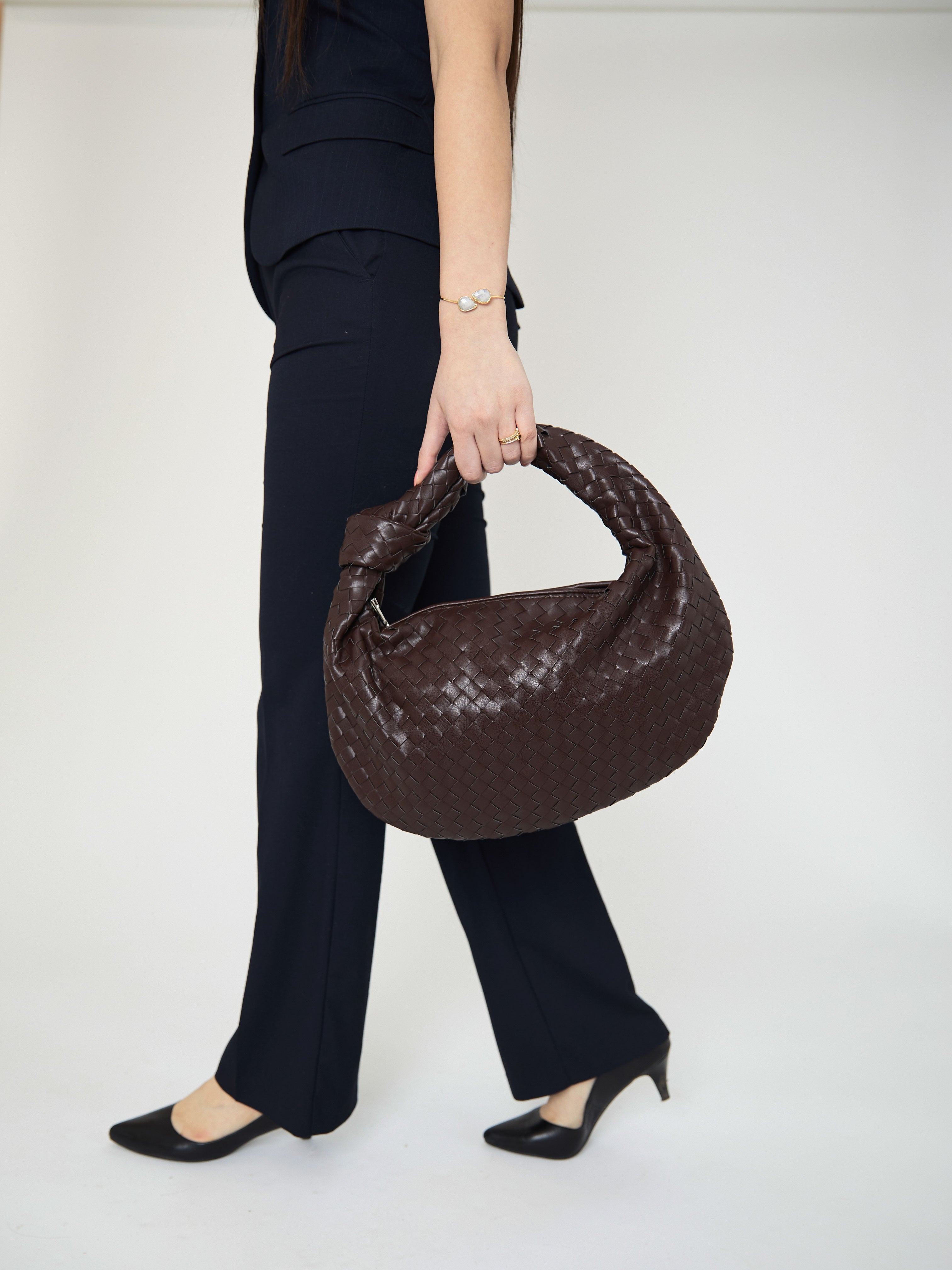 Medium Everyday Leather Bag - Dark Brown - AmatoLeather 
