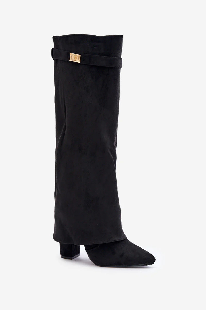 Amoura Suede Knee High Boots - Black