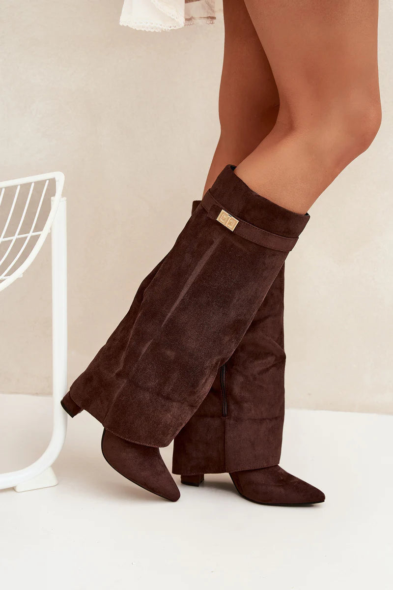 Amoura Suede Knee High Boots - Brown