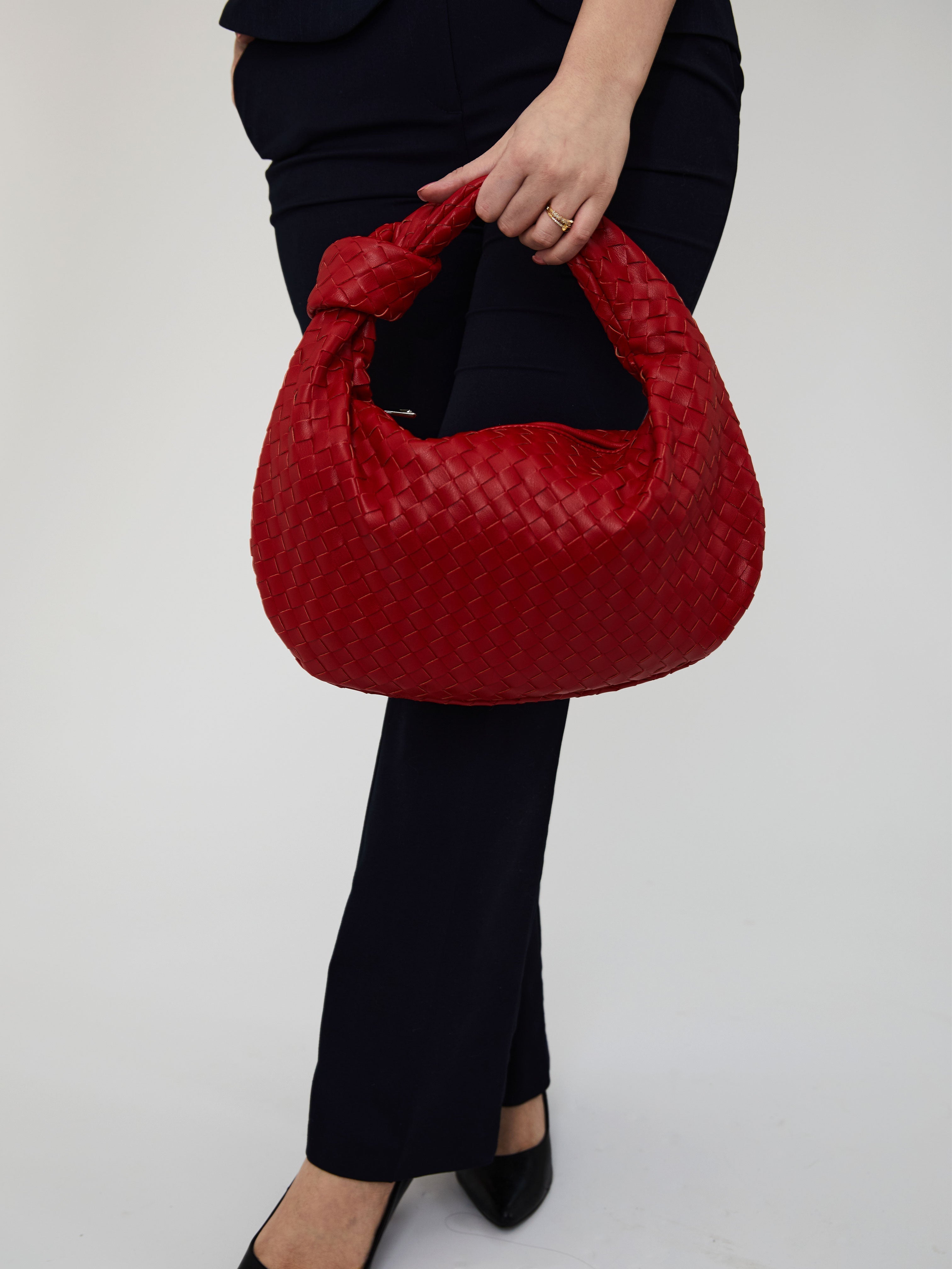 Medium Everyday Leather Bag - Cherry Red - AmatoLeather 